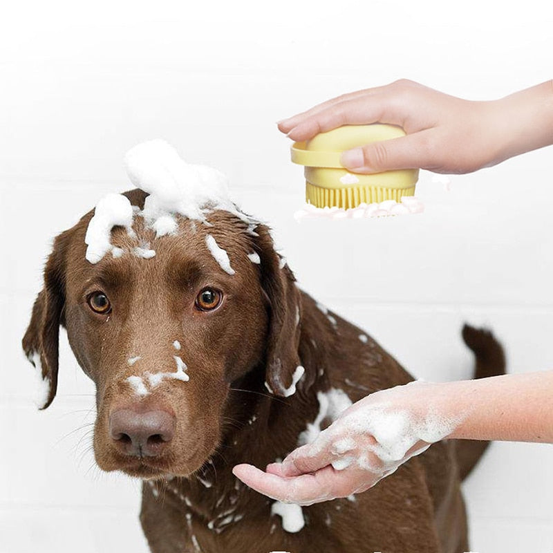 Bathroom Puppy Dog Bath Massage Silicone Soap Glove Brush