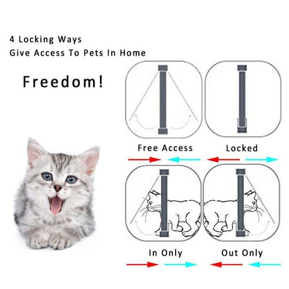 Cat 4 Way Flap Plastic Security Lock Dog Cat Door Gate