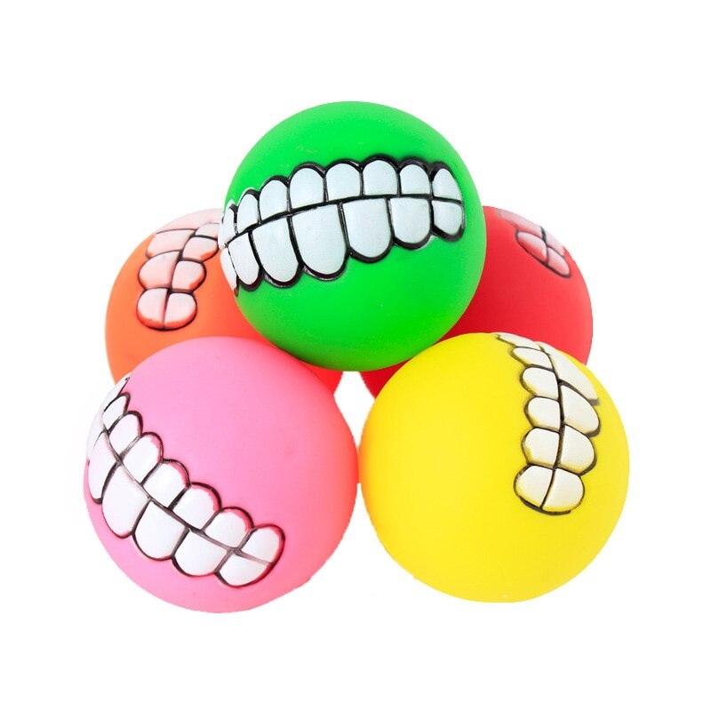 Smile Dog Chewing Rubber Squeak Ball