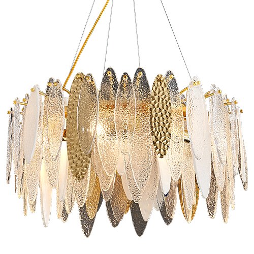 Leslie Frosted Textured Teardrop Glass Ring Chandelier