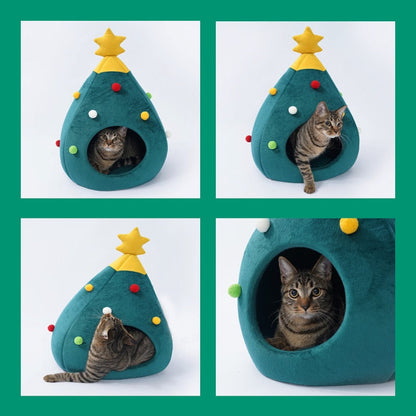 Christmas Tree Cat Winter Bed Litter House