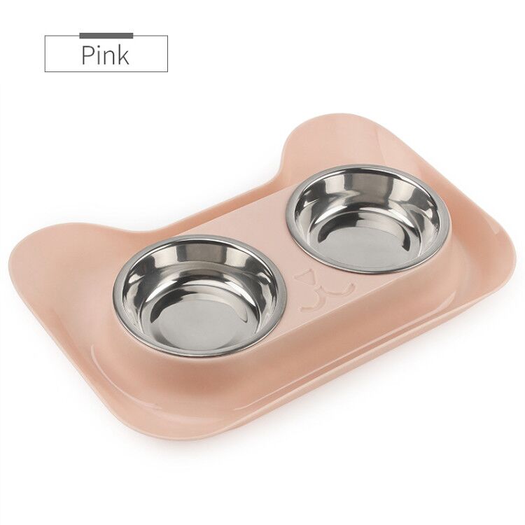 Cute Cat Ear Elevated Double Food Bowl Feeder