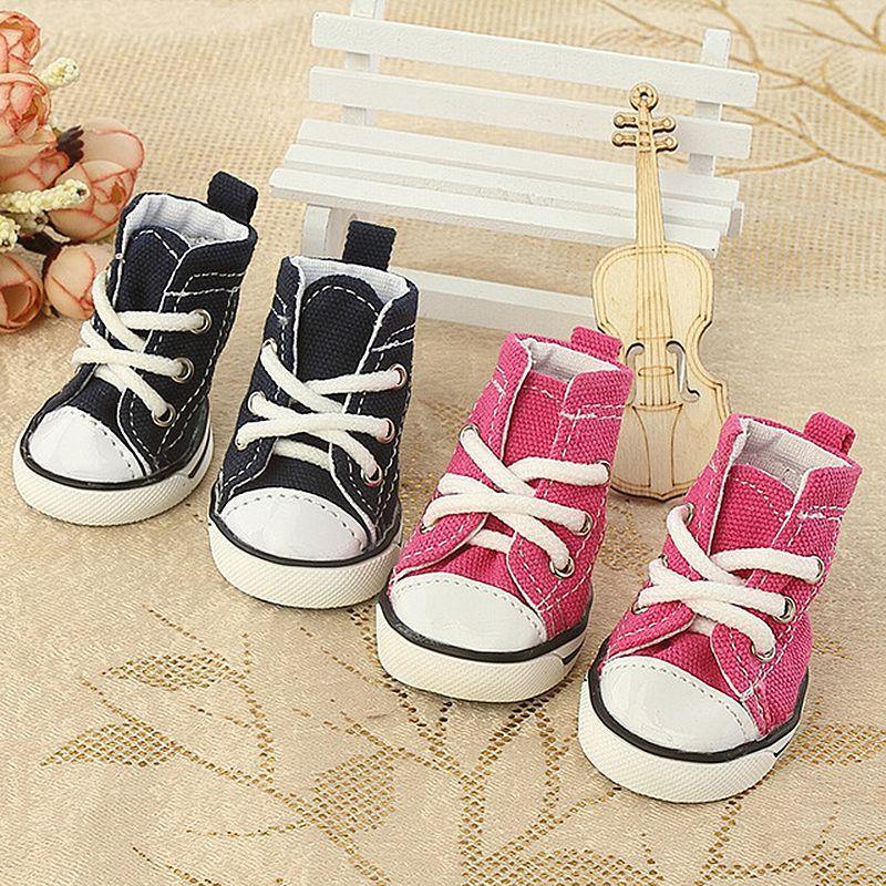 Denim Laces Dog Puppy Sneaker Canvas Shoes