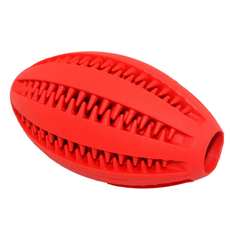 Football Shaped Interactive Bite Resistant Treat Rubber Toy