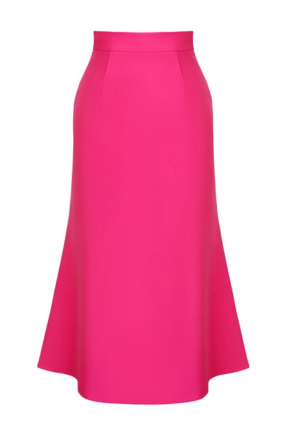 Viscose Midi Skirt in Fuchsia