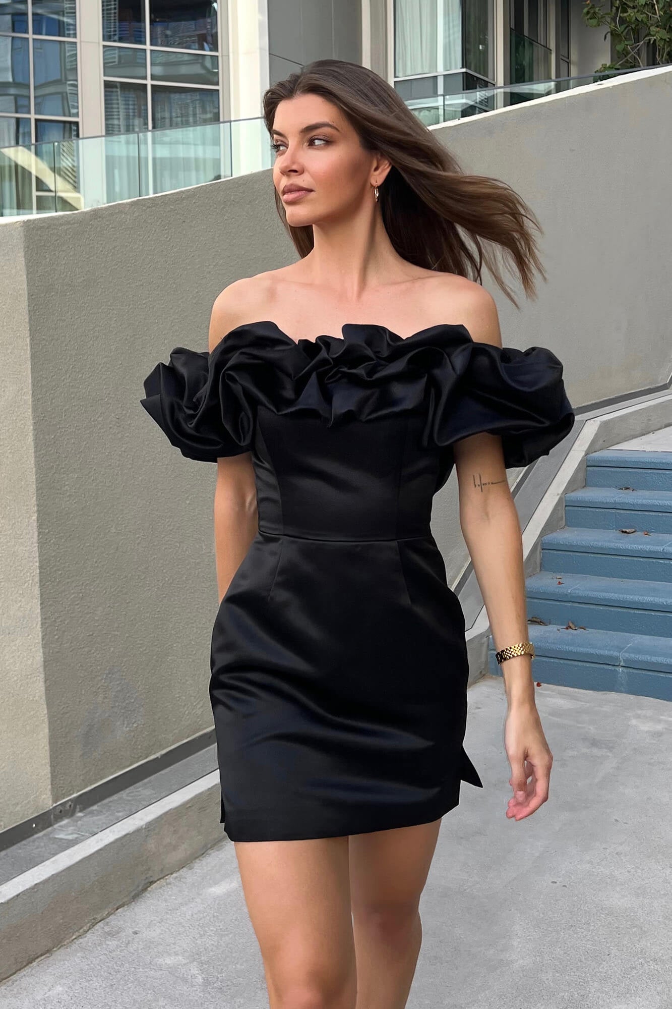 "Meringue" Mini Dress in Black