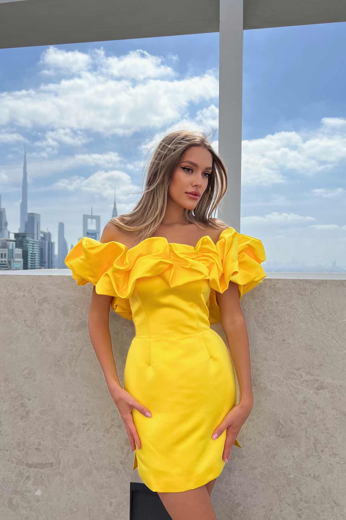 "Meringue" Mini Dress in Yellow