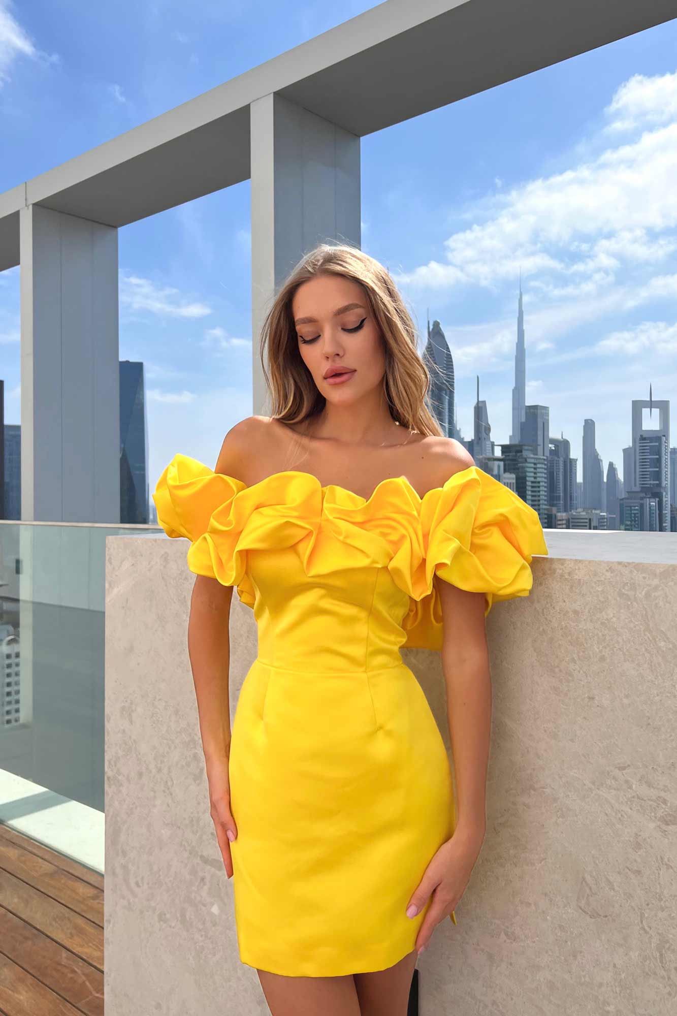 "Meringue" Mini Dress in Yellow