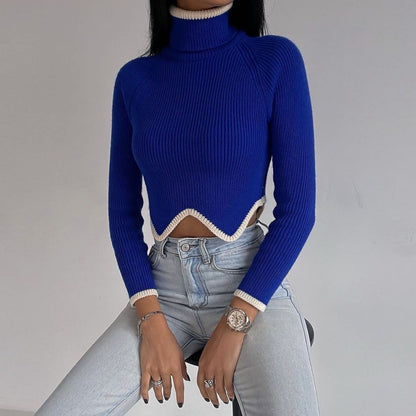 Color Cropped Ribbed Sweater