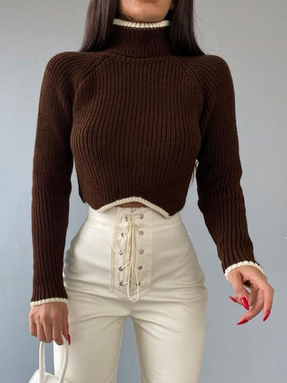 Color Cropped Ribbed Sweater