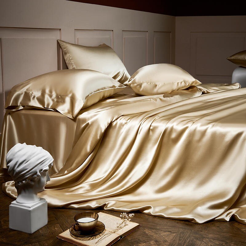 Royalis Gold Luxury Pure Mulberry Silk Bedding Set
