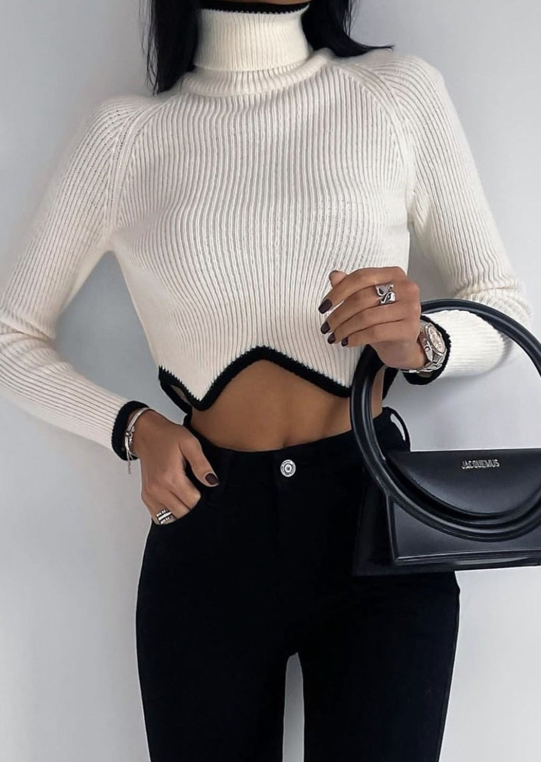 Cropped Ribbed Sweater