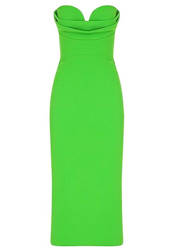 Green Midi Dress with Open Shoulders