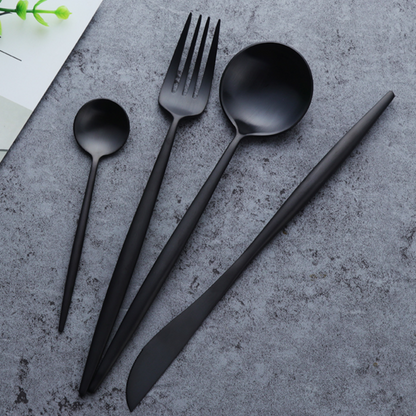 Arya Black Cutlery Set