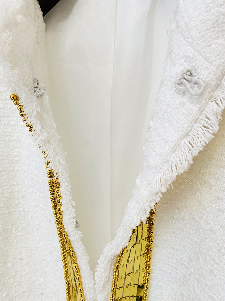Gold Sequined Tweed Short Jacket