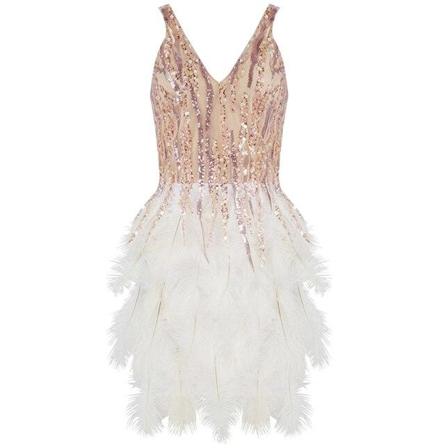 Gianna Feathers & Sequins Mini Dress