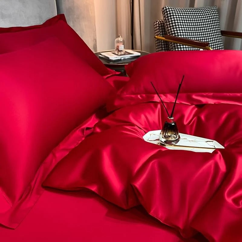 Neo Red Silky Cotton Duvet Cover Set