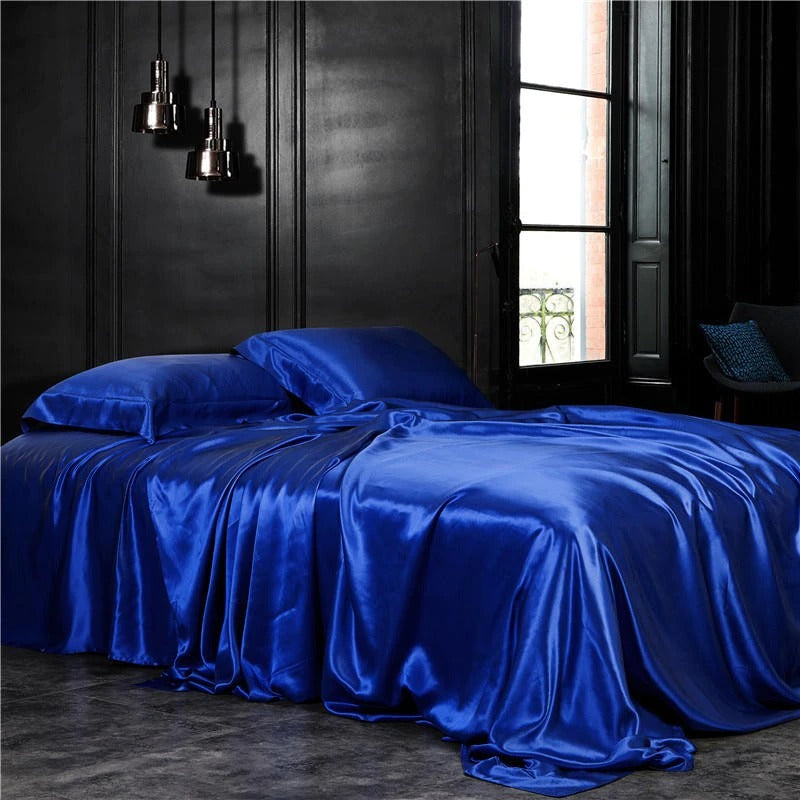 Eloise Royal Azure Luxury Pure Mulberry Silk Bedding Set