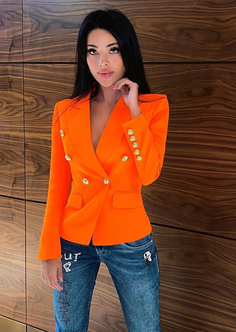 Double-breasted Orange Blazer