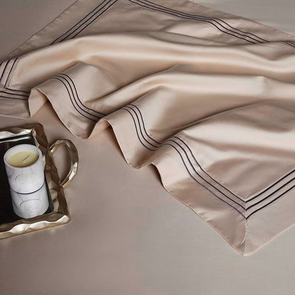 Leila Kilim Beige Embroidered Edge Egyptian Cotton Duvet Cover Set
