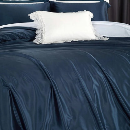 Eloise Navy Blue Luxury Pure Mulberry Silk Bedding Set