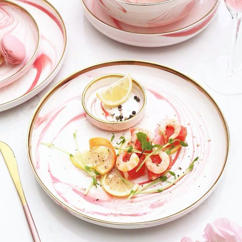 Catalina Pink Marble Luxury Dinnerware Set
