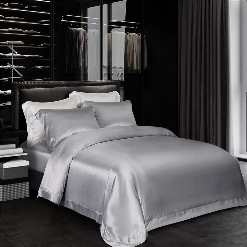 Eloise Sonic Silver Luxury Pure Mulberry Silk Bedding Set