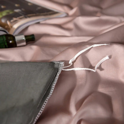 Shemir Rose Grey Reversible Egyptian Cotton Duvet Cover Set