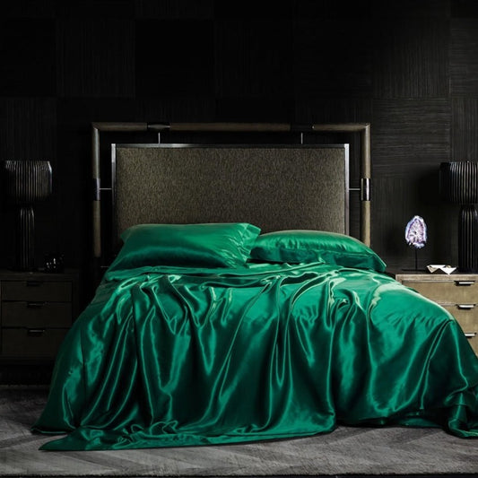 Eloise Emerald Green Luxury Pure Mulberry Silk Bedding Set