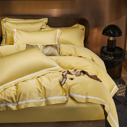 Brisa Contrasting Hotel Stripe Egyptian Cotton Duvet Cover Set
