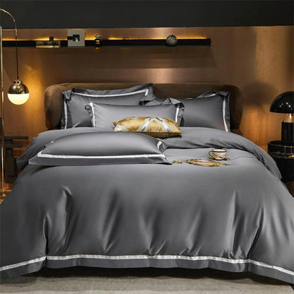 Brisa Contrasting Hotel Stripe Egyptian Cotton Duvet Cover Set