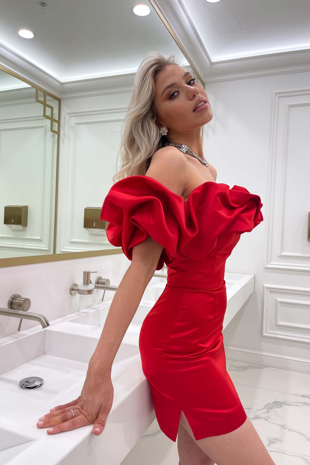 "Meringue" Mini Dress in Red