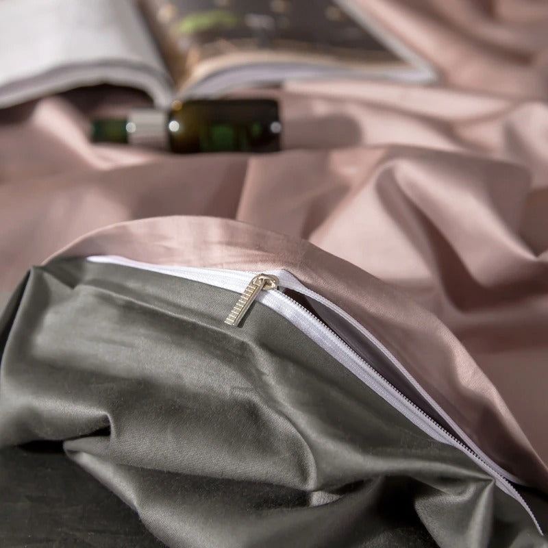 Shemir Rose Grey Reversible Egyptian Cotton Duvet Cover Set