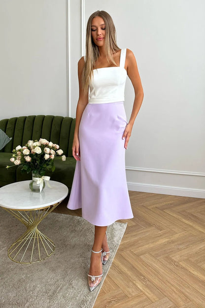 Viscose Midi Skirt in Lavender