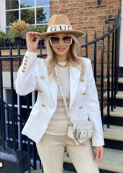 White Double Breasted Blazer