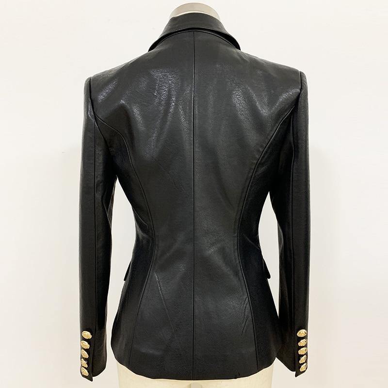 Double-Breasted Leather Blazer