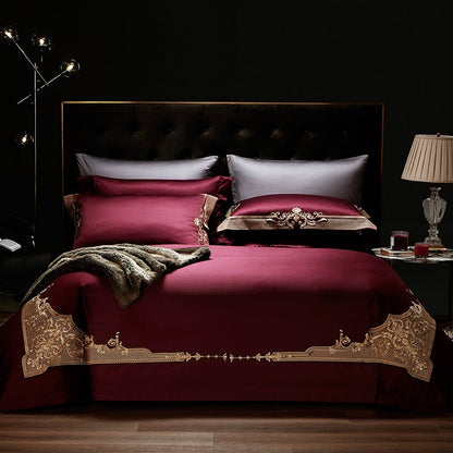 Cleopatra Puce Red Luxury Egyptian Cotton Duvet Cover Set