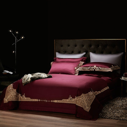 Cleopatra Puce Red Luxury Egyptian Cotton Duvet Cover Set