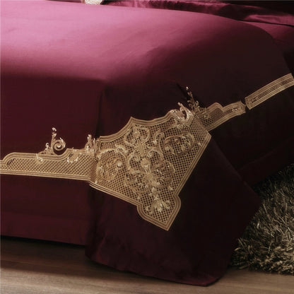 Cleopatra Puce Red Luxury Egyptian Cotton Duvet Cover Set