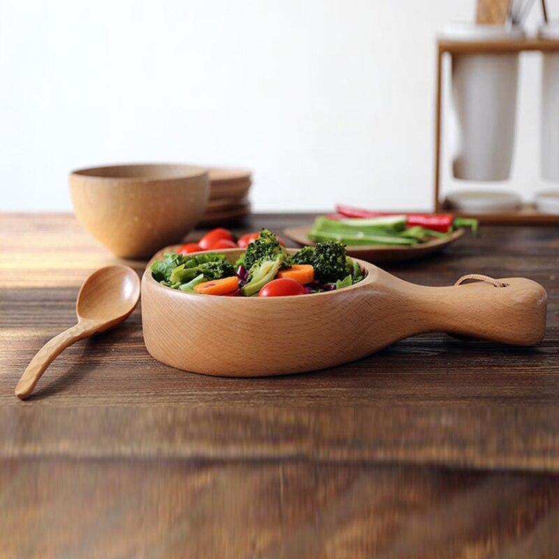 Large Wooden Bowl with a Handle