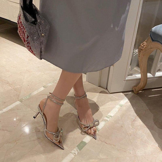 Butterfly-Knot Narrow Pointed Toe Sandals
