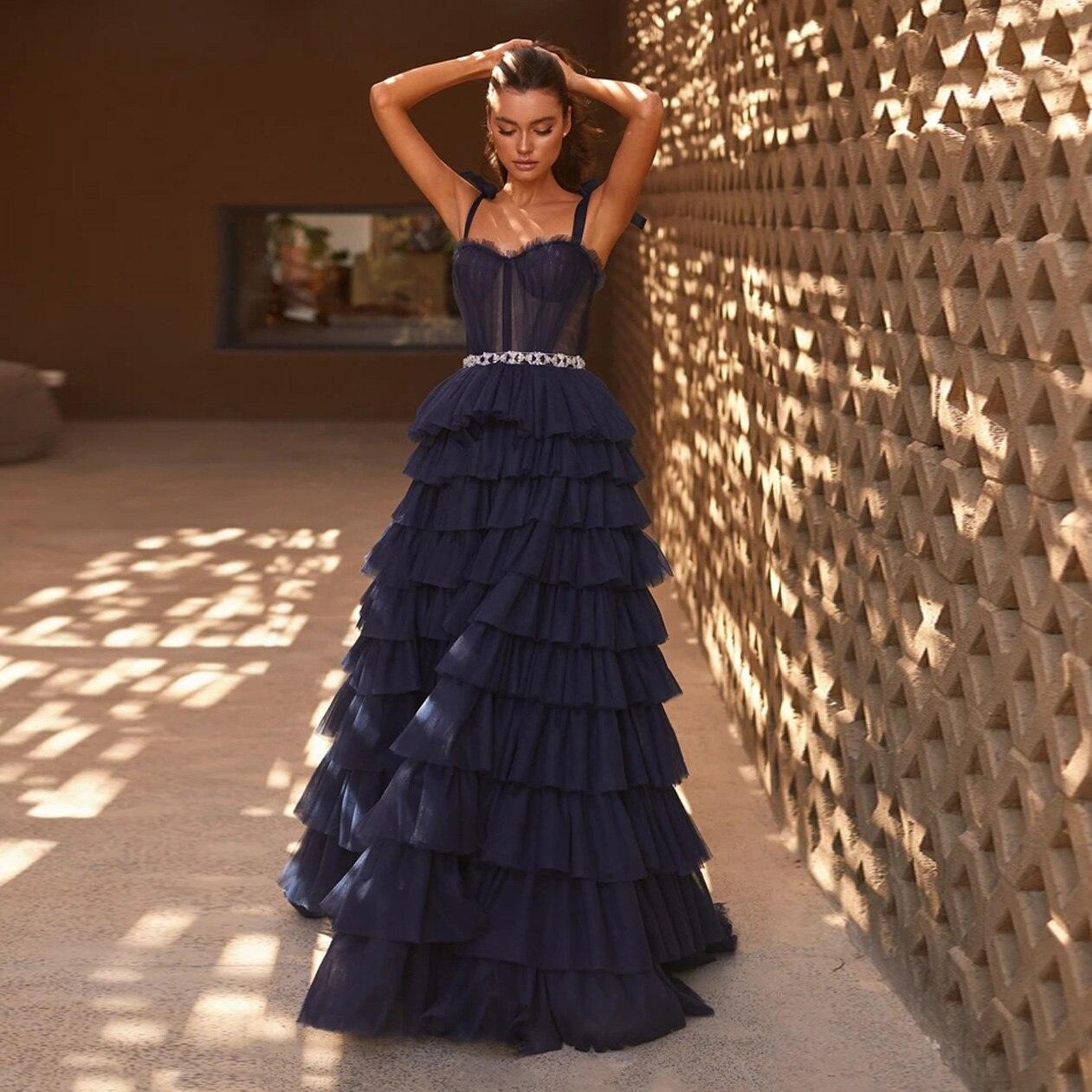 Tulle Frill-Layered Gown