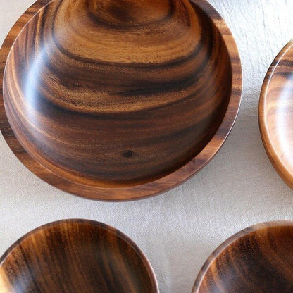 1PC Handmade Solid Acacia Wood Bowl
