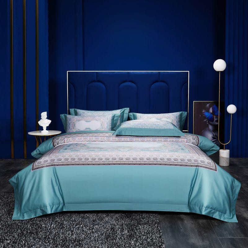 Aurelie Ocean Inspired Printed Silky Egyptian Cotton Duvet Cover Set