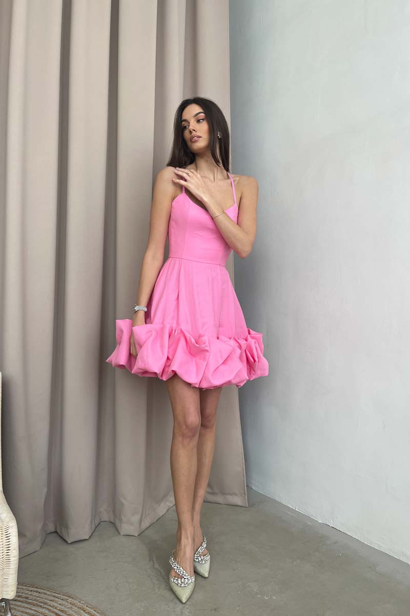 Backless Bustier Mini Dress in Pink